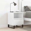 Mesita de noche madera contrachapada blanco brillo 40x35x50 cm