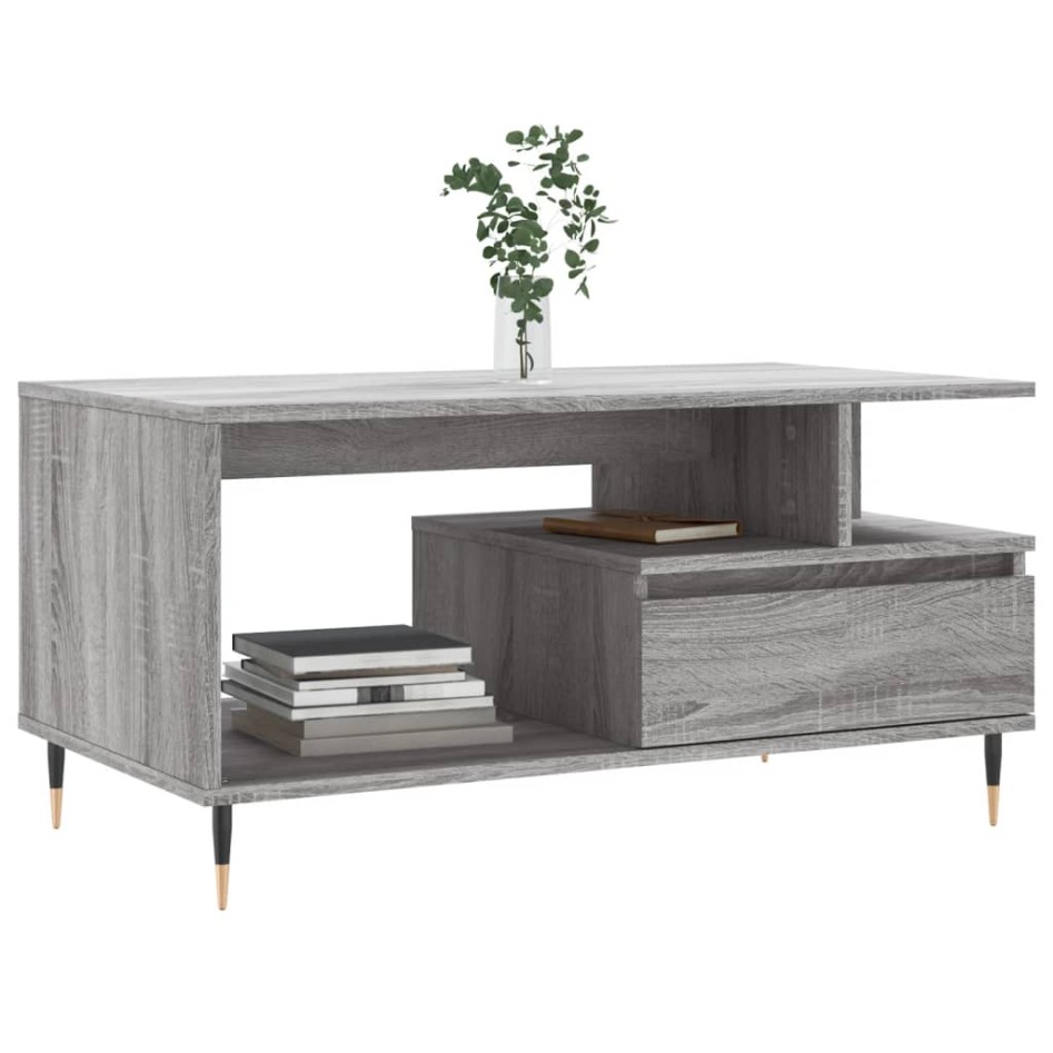 Mesa de centro madera contrachapada gris Sonoma 90x49x45
