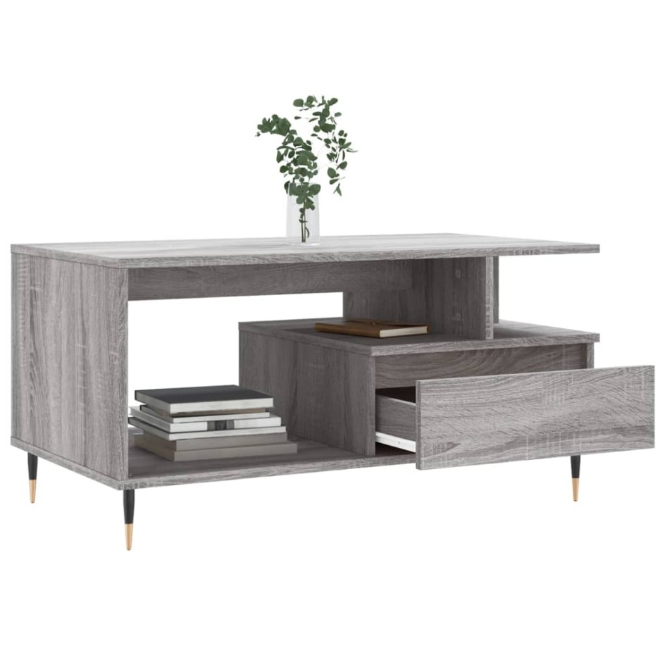 Mesa de centro madera contrachapada gris Sonoma 90x49x45