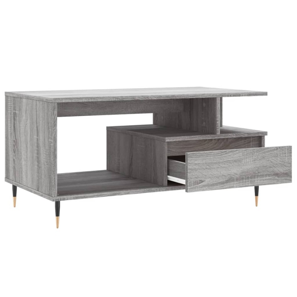Mesa de centro madera contrachapada gris Sonoma 90x49x45