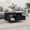 Mesa de centro madera contrachapada negro 90x49x45 cm