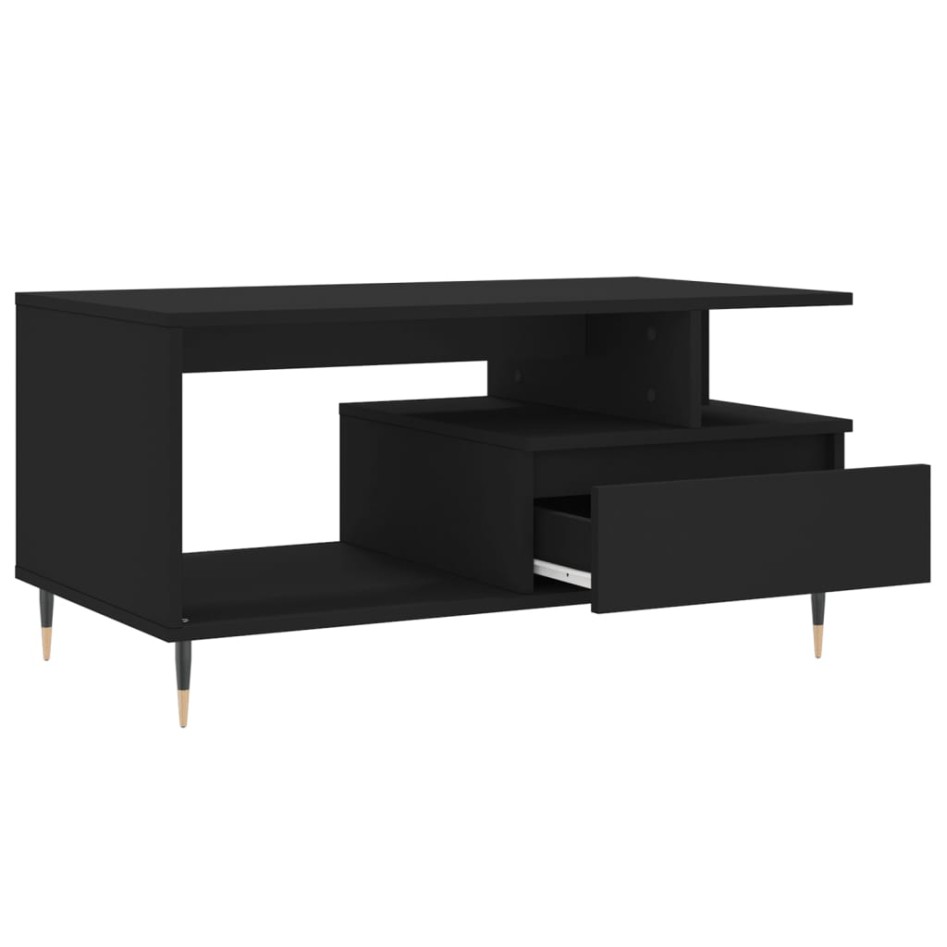 Mesa de centro madera contrachapada negro 90x49x45