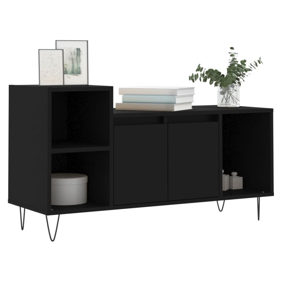 Mueble para TV madera contrachapada negro 100x35x55