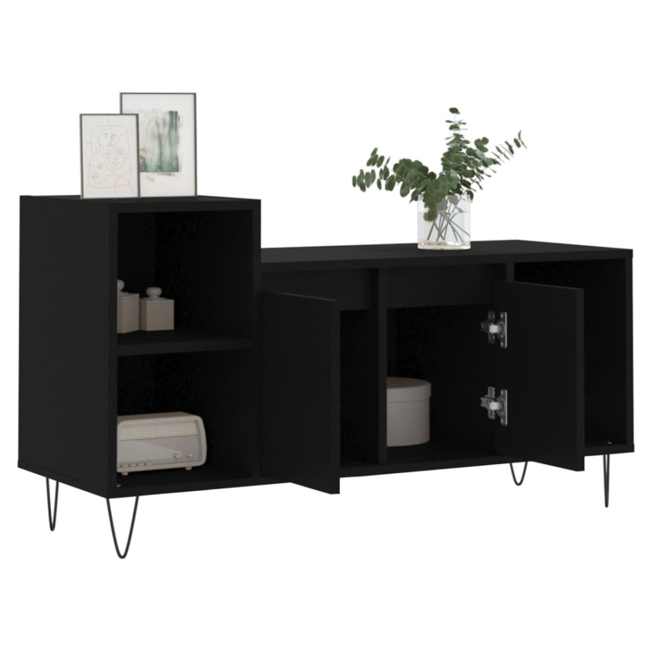 Mueble para TV madera contrachapada negro 100x35x55