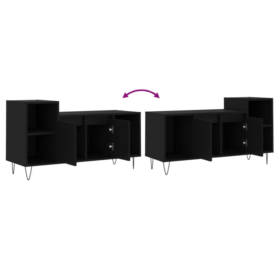 Mueble para TV madera contrachapada negro 100x35x55