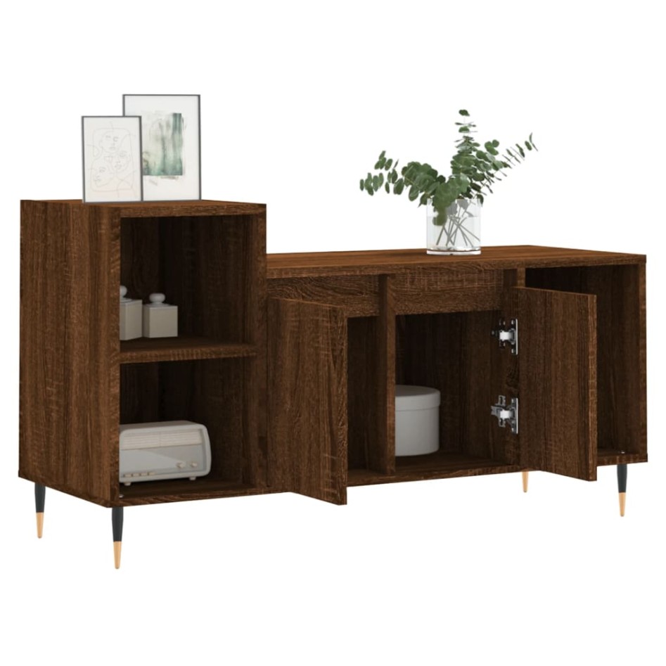 Mueble para TV madera contrachapada marrón roble 100x35x55