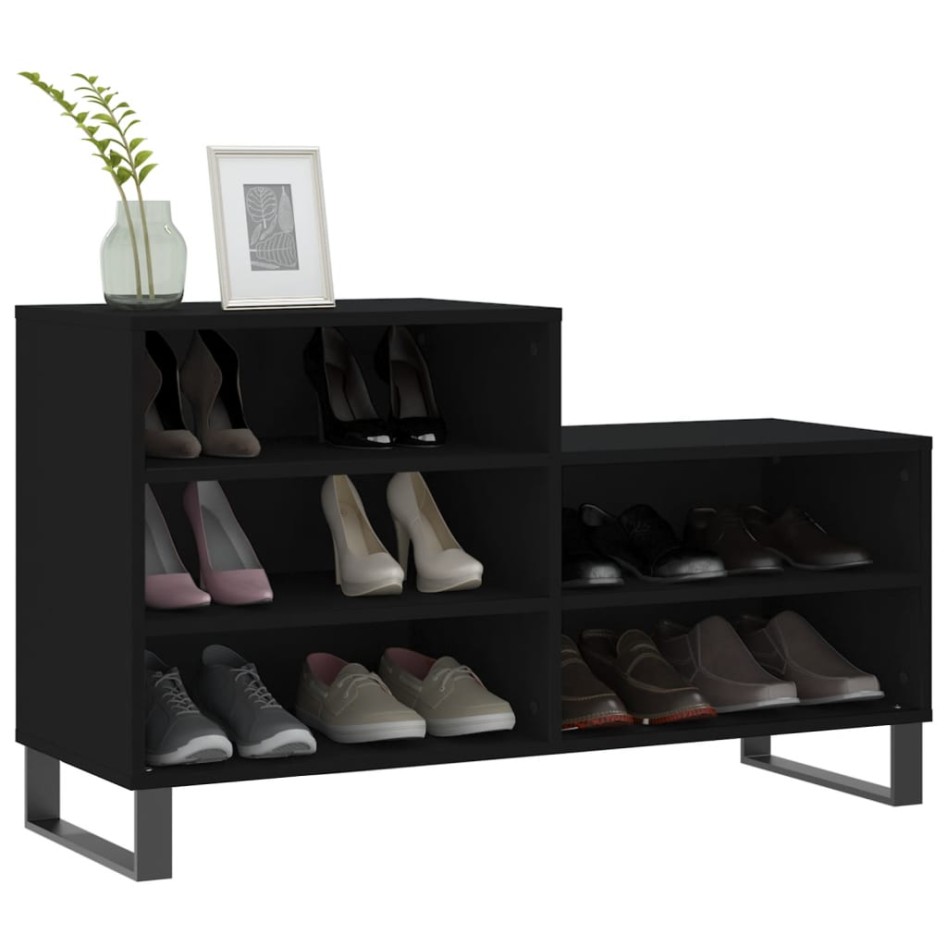 Mueble zapatero madera contrachapada negro 102x36x60