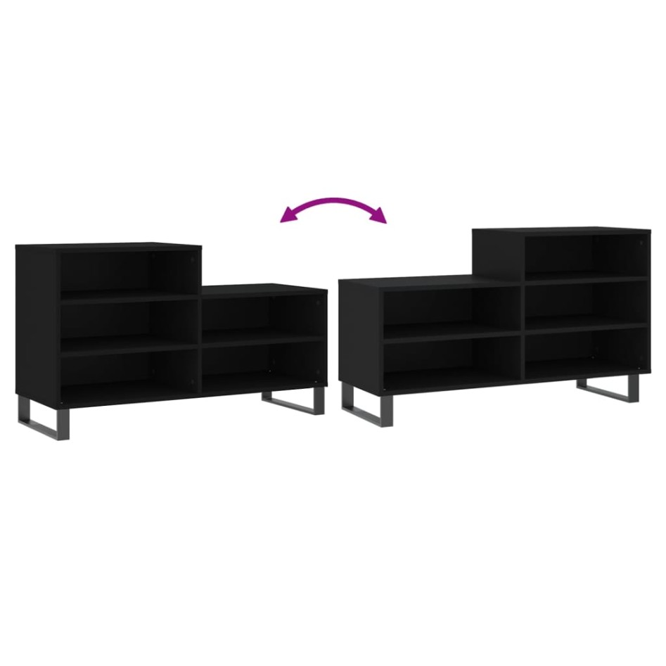 Mueble zapatero madera contrachapada negro 102x36x60