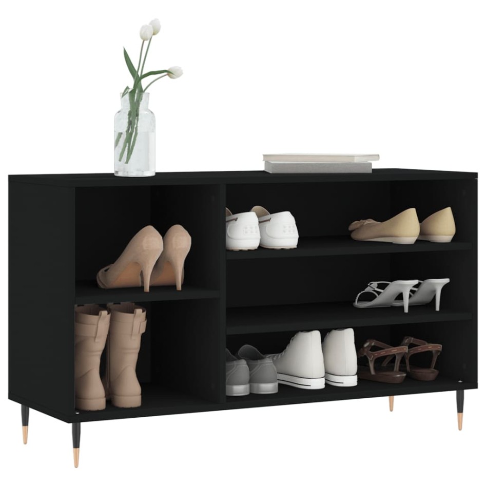 Mueble zapatero madera contrachapada negro 102x36x60