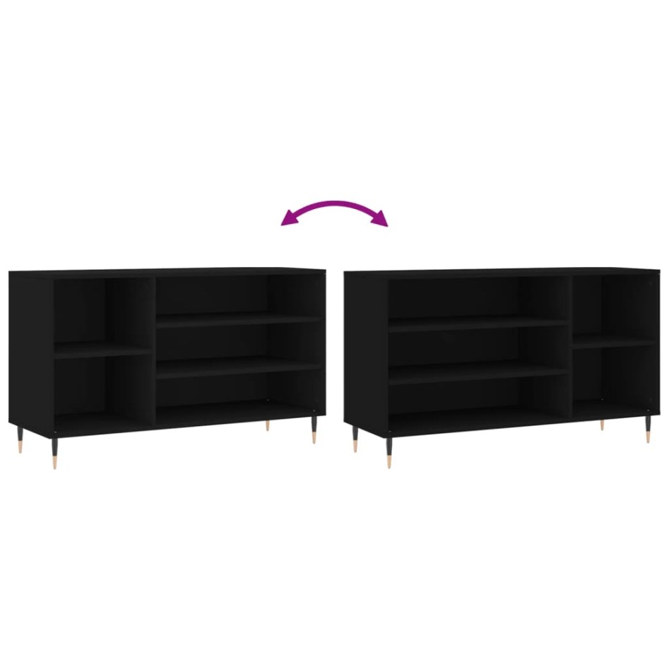 Mueble zapatero madera contrachapada negro 102x36x60