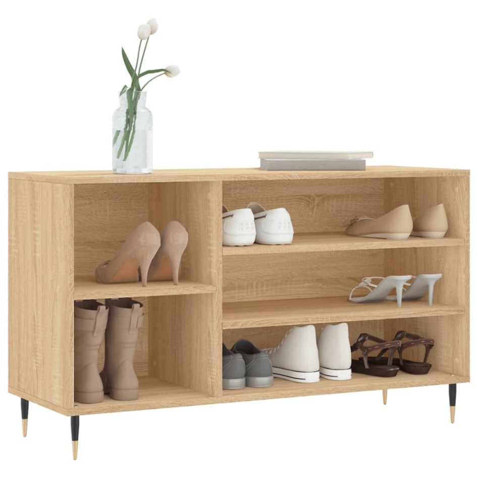 Mueble zapatero madera contrachapada roble Sonoma 102x36x60