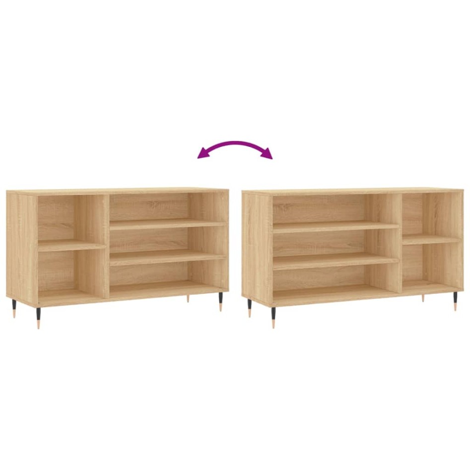 Mueble zapatero madera contrachapada roble Sonoma 102x36x60
