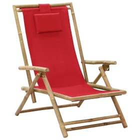 Silla de relax reclinable de bambú y tela