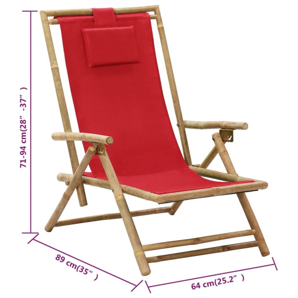 Silla de relax reclinable de bambú y tela