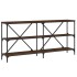 Mesa consola hierro madera ingeniería roble marrón 160x30x75