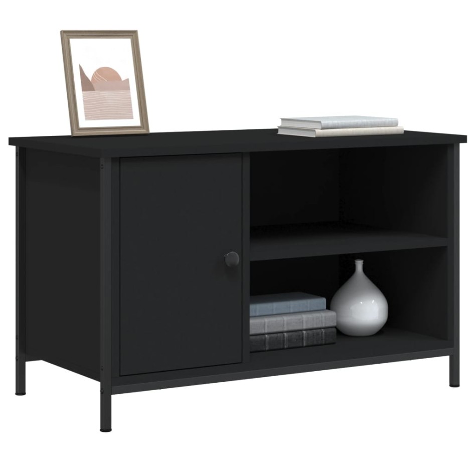 Mueble para TV madera contrachapada negro 80x40x50