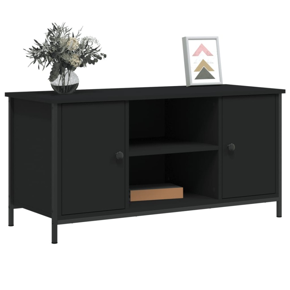 Mueble para TV madera contrachapada negro 100x40x50