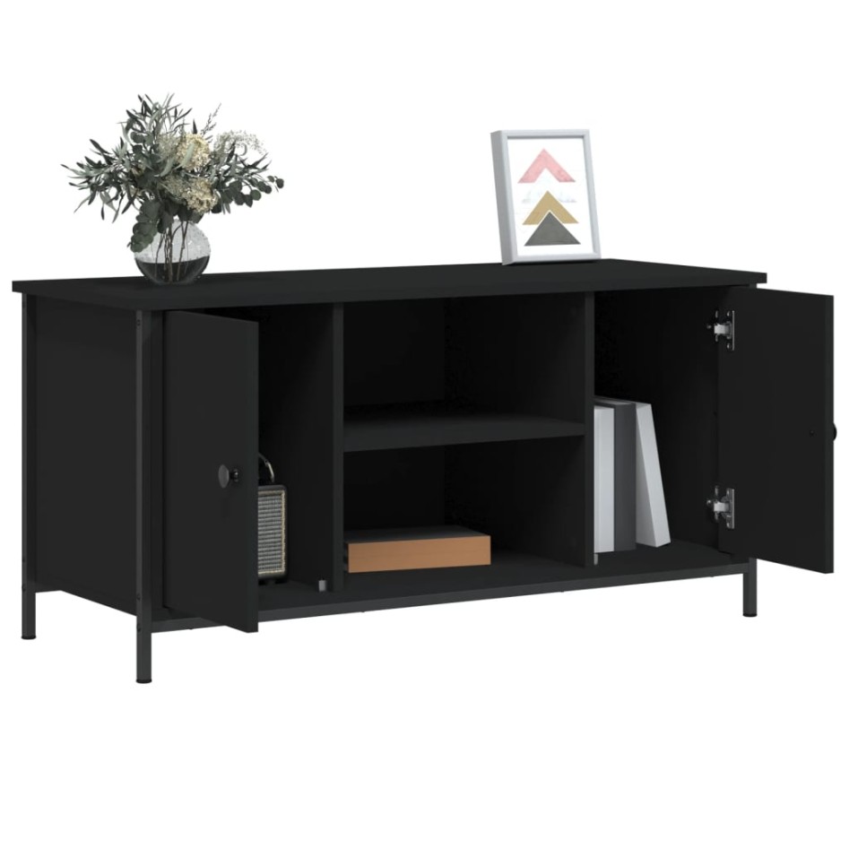 Mueble para TV madera contrachapada negro 100x40x50