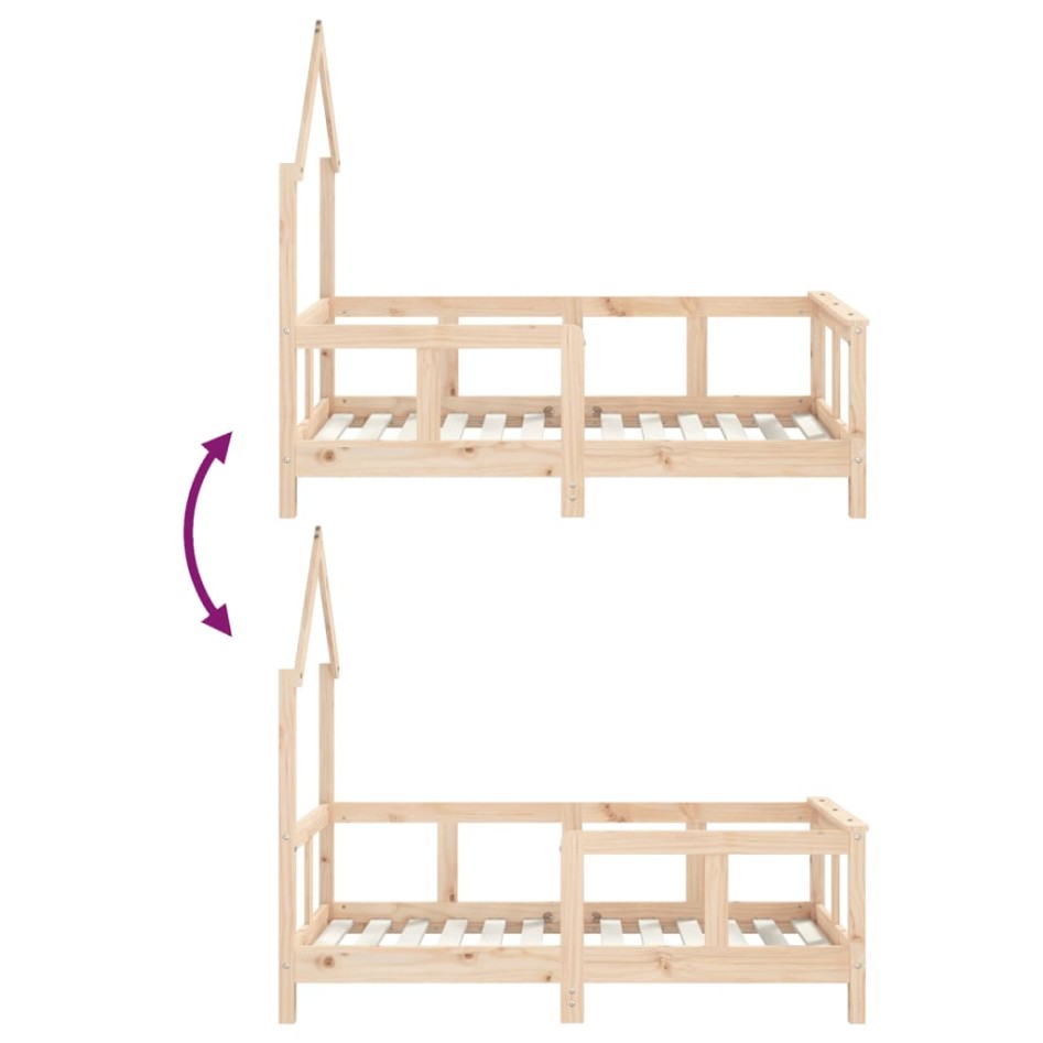 Estructura de cama para niños madera maciza de pino 70x140