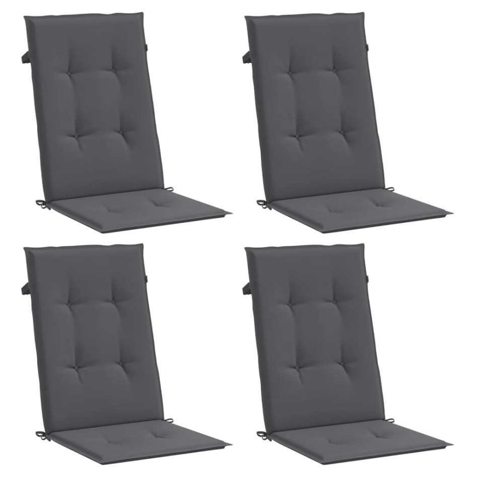 Cojín silla de jardín respaldo alto 4 uds tela gris 120x50x3