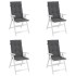 Cojín silla de jardín respaldo alto 4 uds tela gris 120x50x3