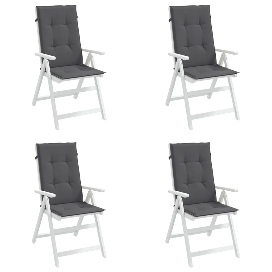 Cojín silla de jardín respaldo alto 4 uds tela gris 120x50x3