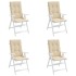 Cojín silla de jardín respaldo alto 4 uds tela beige