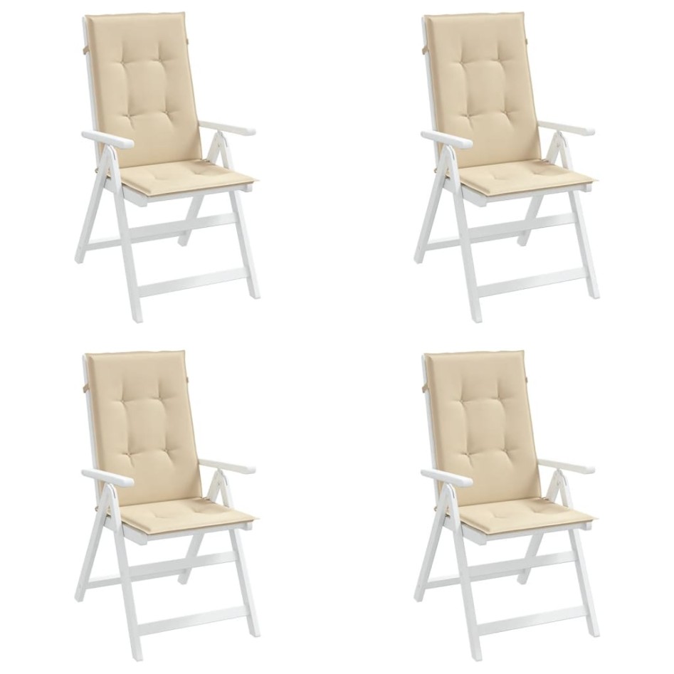 Cojín silla de jardín respaldo alto 4 uds tela beige