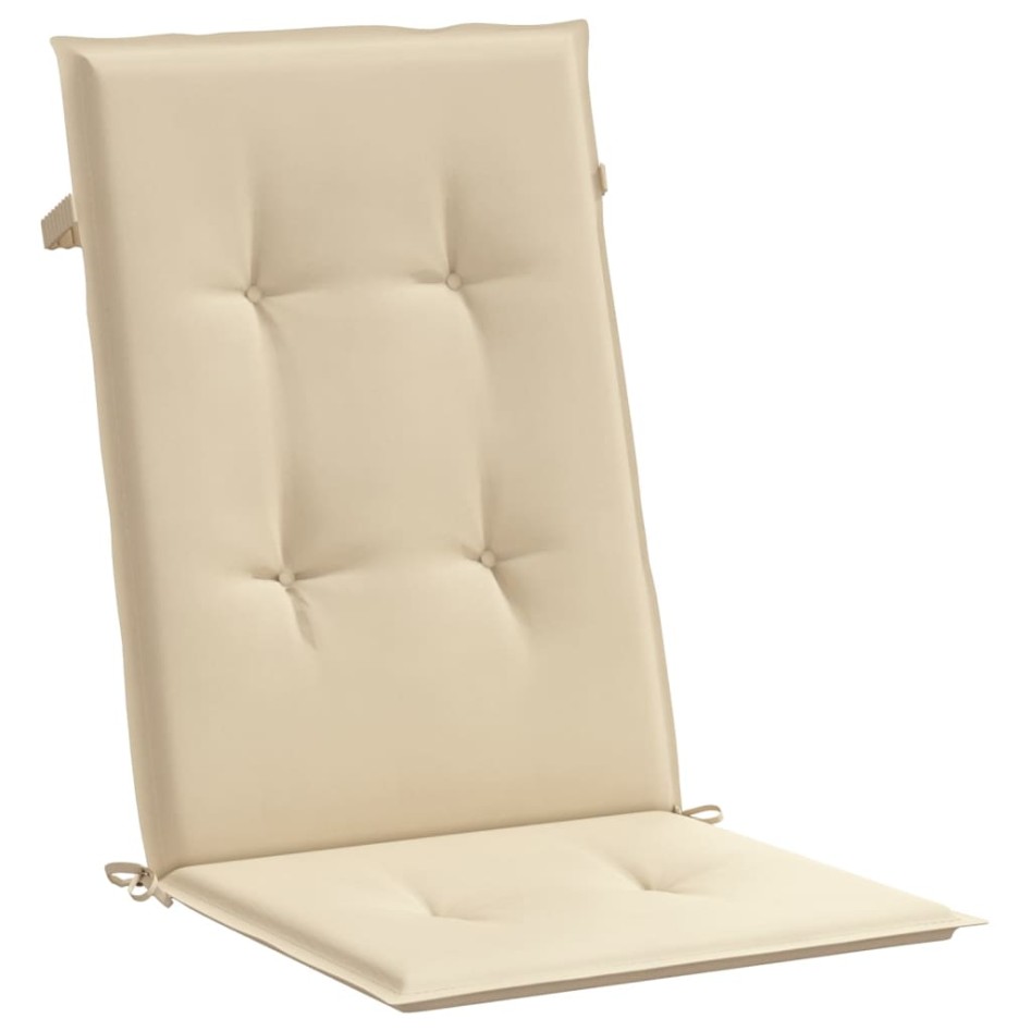 Cojín silla de jardín respaldo alto 4 uds tela beige