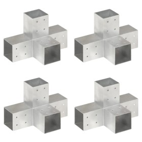 Conectores de postes en X 4 uds metal galvanizado 81x81
