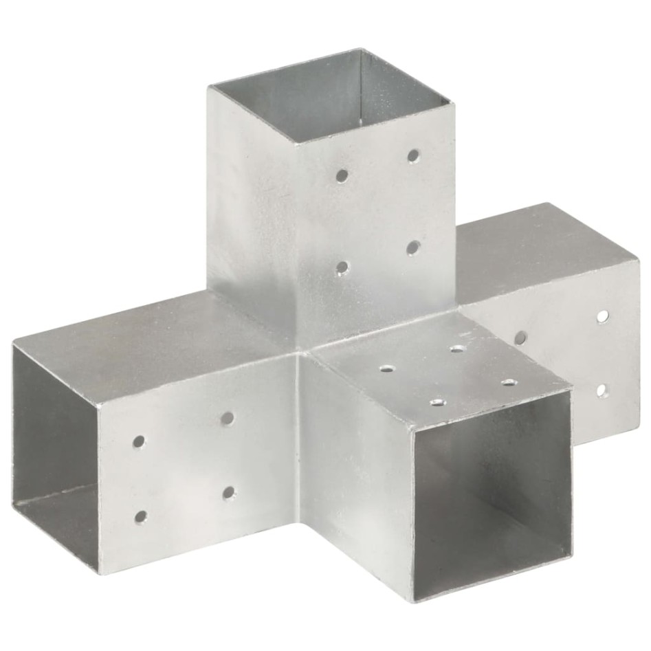 Conectores de postes en X 4 uds metal galvanizado 81x81