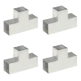 Conectores de postes en T 4 uds metal galvanizado 101x101