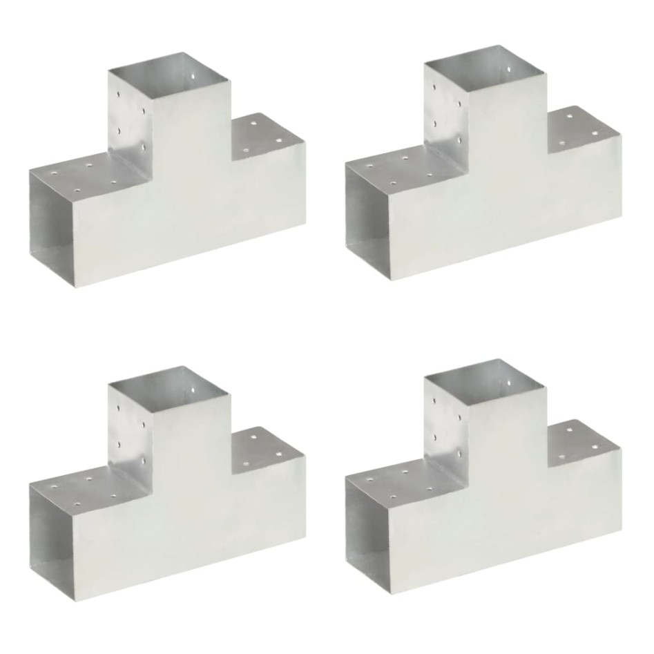 Conectores de postes en T 4 uds metal galvanizado 101x101
