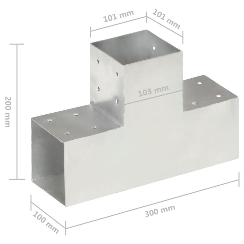Conectores de postes en T 4 uds metal galvanizado 101x101