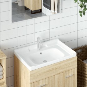 Lavabo de baño rectangular cerámica blanco 61x48x23