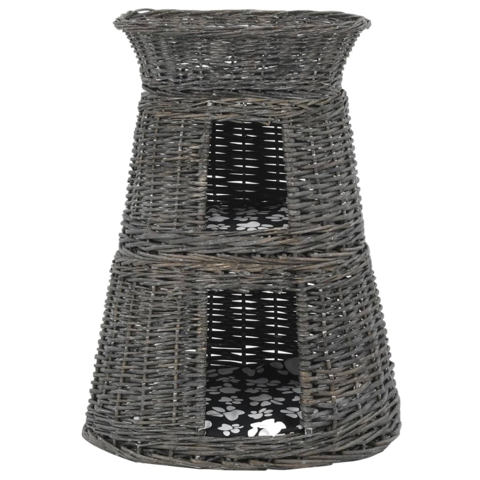 Cestas de gatos 3 uds con cojines sauce natural gris