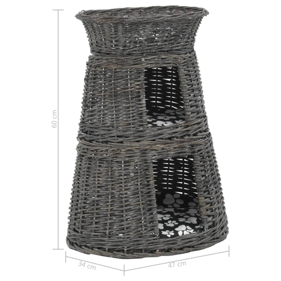 Cestas de gatos 3 uds con cojines sauce natural gris