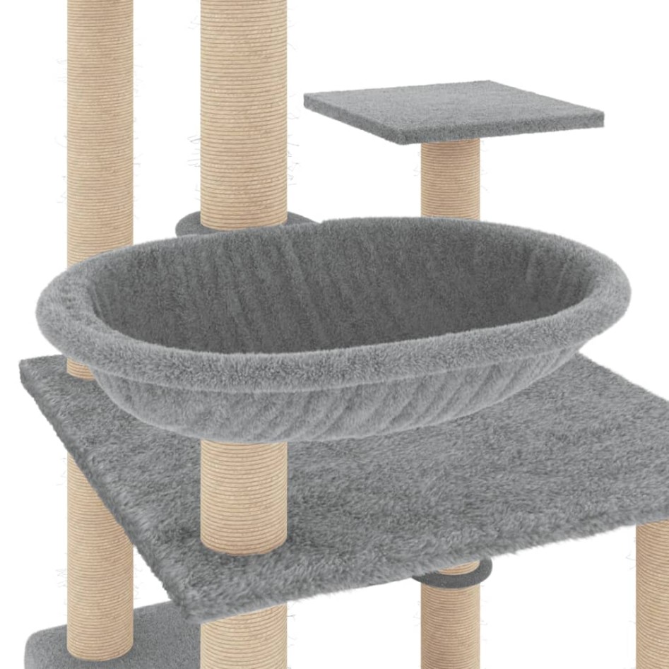Rascador para gatos con postes de sisal gris claro 141