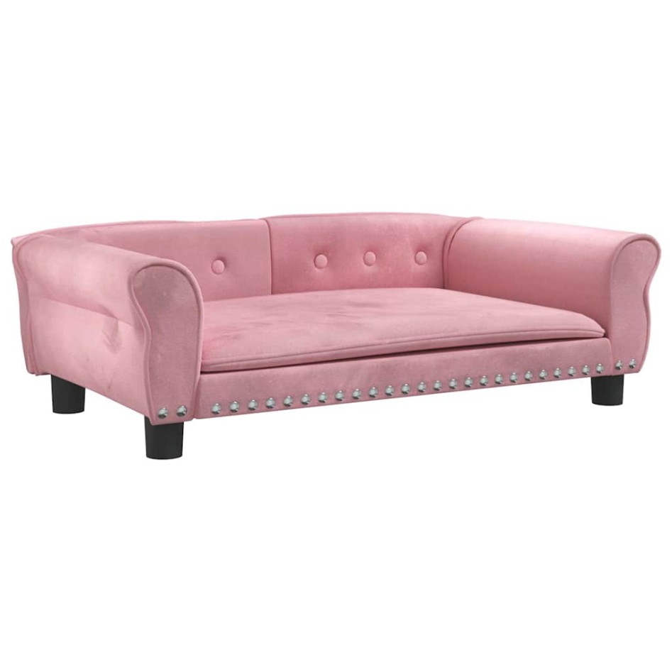 Cama para perros de terciopelo rosa 95x55x30