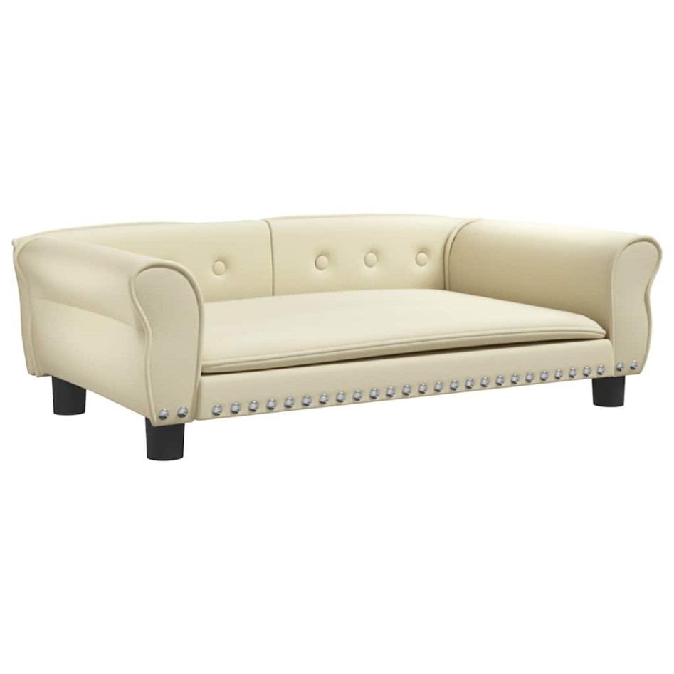 Cama para perros de cuero sintético crema 95x55x30