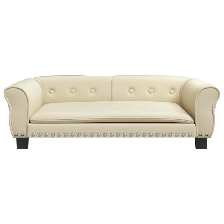 Cama para perros de cuero sintético crema 95x55x30