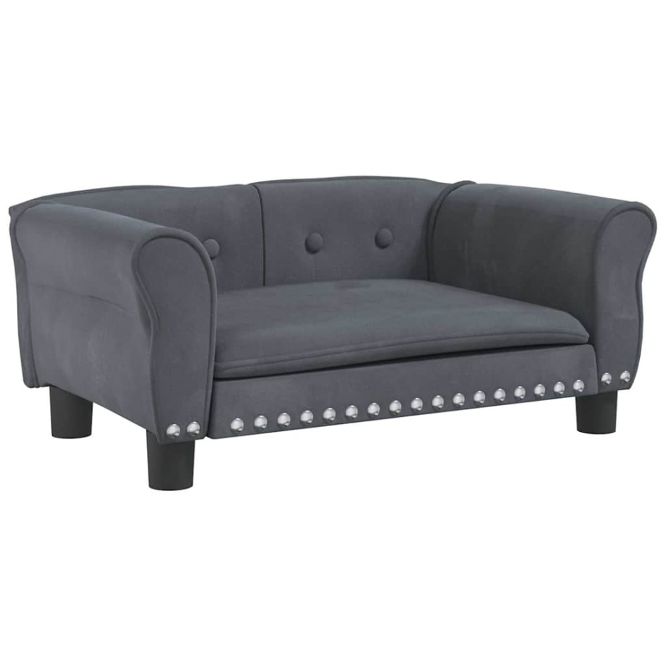 Cama para perros de terciopelo gris oscuro 70x45x30
