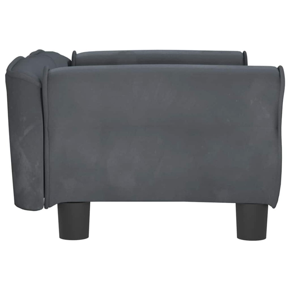 Cama para perros de terciopelo gris oscuro 70x45x30
