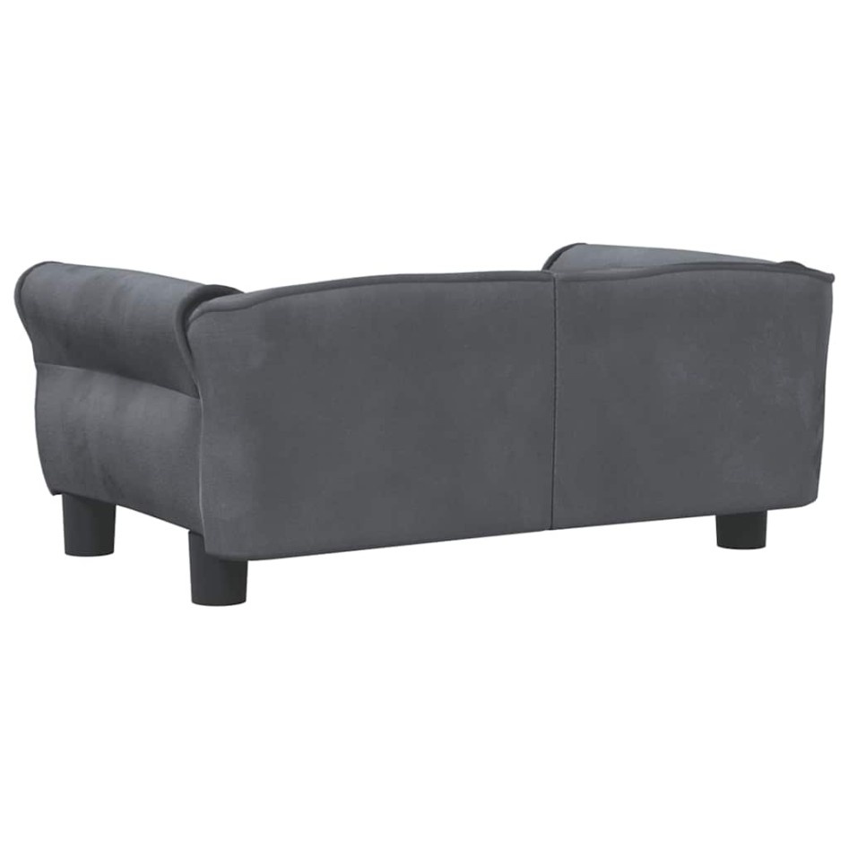 Cama para perros de terciopelo gris oscuro 70x45x30