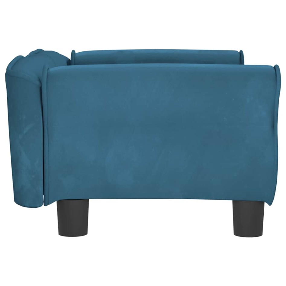 Cama para perros de terciopelo azul 70x45x30