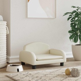 Cama para perros de cuero sintético crema 50x40x30