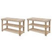 Zapatero 2 en 1 con banco 2 uds madera maciza