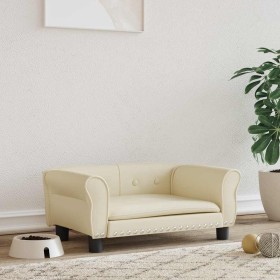 Cama para perros de cuero sintético crema 70x45x30