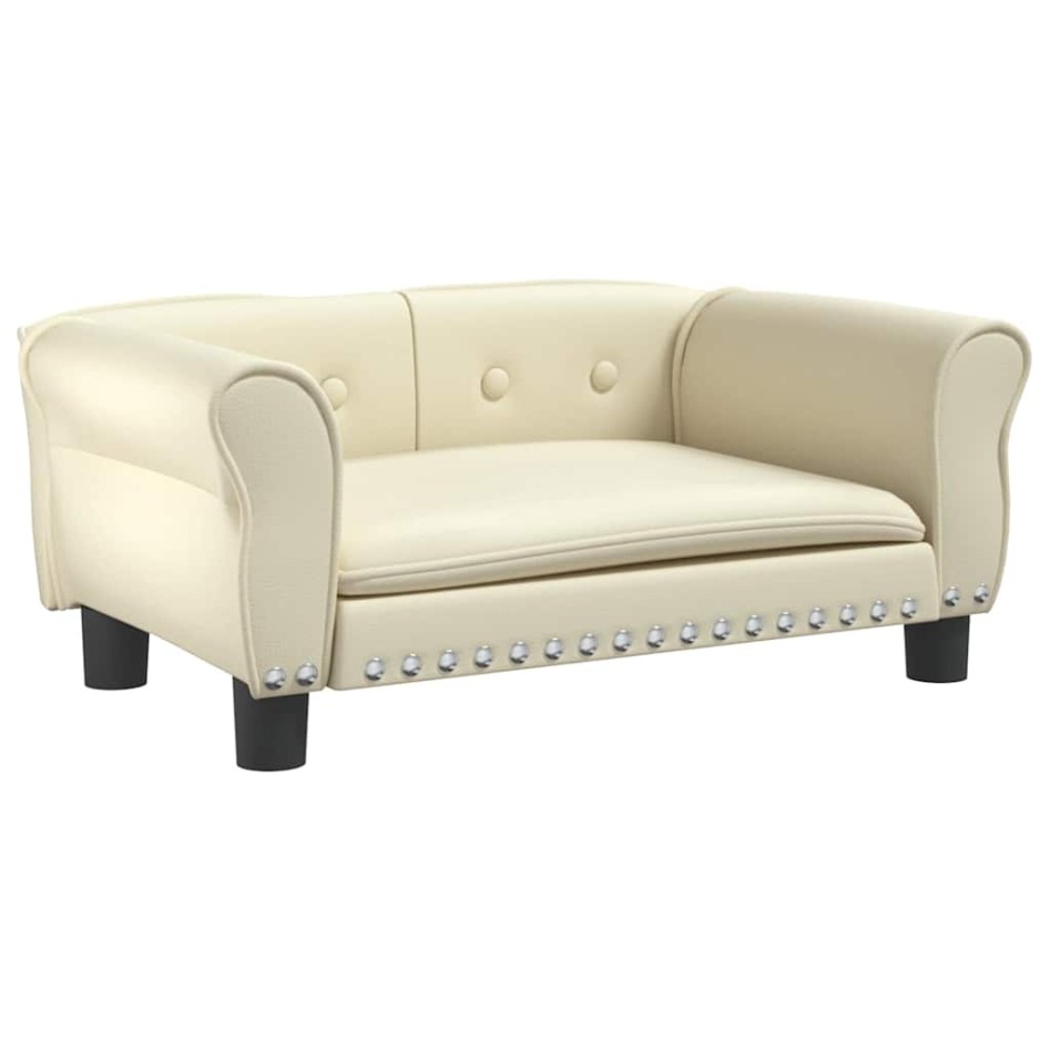 Cama para perros de cuero sintético crema 70x45x30