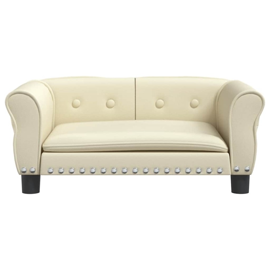 Cama para perros de cuero sintético crema 70x45x30
